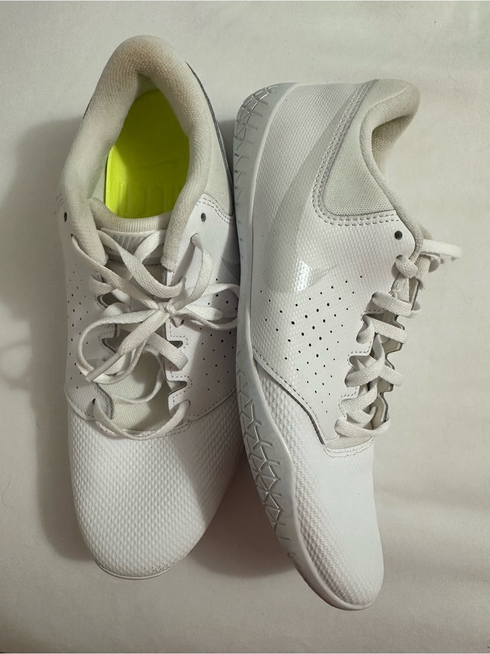 Nike Women’s White Athletic Sneakers with Neon Yellow Insole